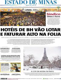 Capa do jornal Estado de Minas 08/02/2018