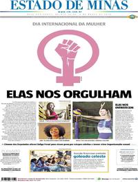 Capa do jornal Estado de Minas 08/03/2018