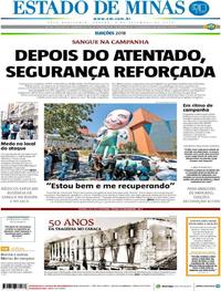 Capa do jornal Estado de Minas 08/09/2018