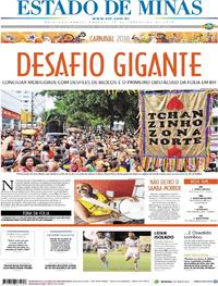 Capa do jornal Estado de Minas 10/02/2018