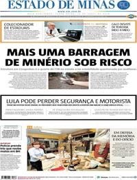 Capa do jornal Estado de Minas 10/04/2018