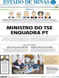 Capa do jornal Estado de Minas 10/09/2018