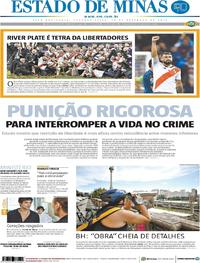 Capa do jornal Estado de Minas 10/12/2018