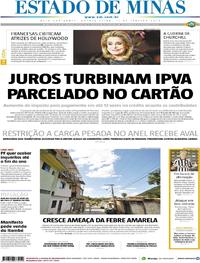 Capa do jornal Estado de Minas 11/01/2018