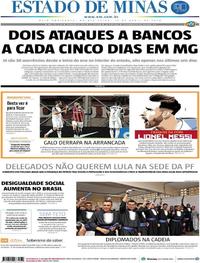 Capa do jornal Estado de Minas 12/04/2018