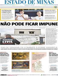 Capa do jornal Estado de Minas 13/01/2018