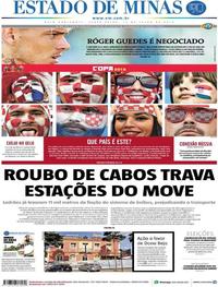 Capa do jornal Estado de Minas 13/07/2018