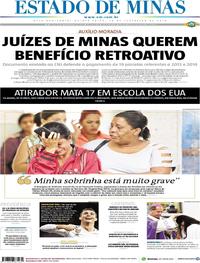 Capa do jornal Estado de Minas 15/02/2018