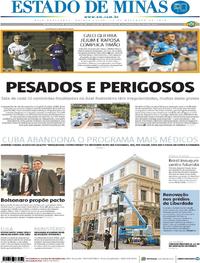 Capa do jornal Estado de Minas 15/11/2018