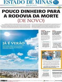 Capa do jornal Estado de Minas 15/12/2018
