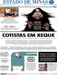 Capa do jornal Estado de Minas 18/05/2018