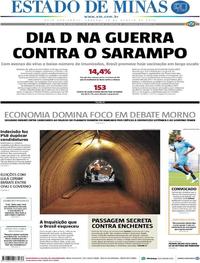 Capa do jornal Estado de Minas 18/08/2018