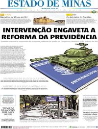 Capa do jornal Estado de Minas 20/02/2018