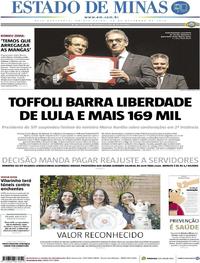 Capa do jornal Estado de Minas 20/12/2018