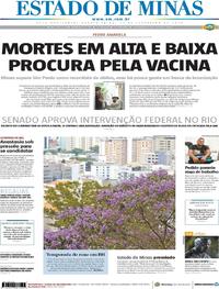 Capa do jornal Estado de Minas 21/02/2018