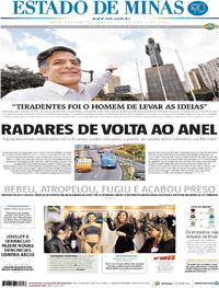 Capa do jornal Estado de Minas 21/04/2018