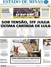 Capa do jornal Estado de Minas 22/03/2018