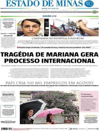 Capa do jornal Estado de Minas 22/09/2018