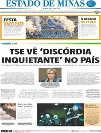 Capa do jornal Estado de Minas 22/10/2018
