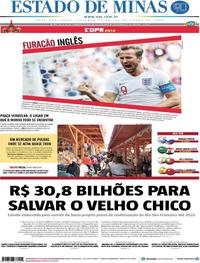 Capa do jornal Estado de Minas 25/06/2018