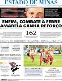 Capa do jornal Estado de Minas 26/01/2018