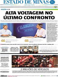 Capa do jornal Estado de Minas 26/10/2018