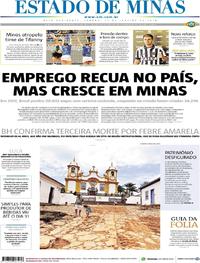 Capa do jornal Estado de Minas 27/01/2018