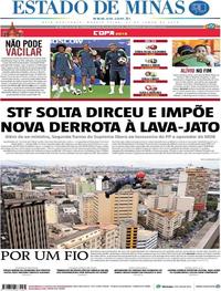 Capa do jornal Estado de Minas 27/06/2018