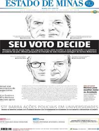 Capa do jornal Estado de Minas 28/10/2018