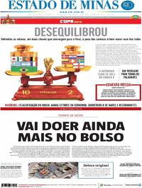 Capa do jornal Estado de Minas 29/06/2018