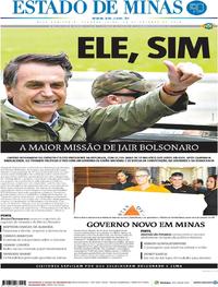 Capa do jornal Estado de Minas 29/10/2018
