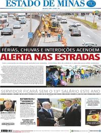 Capa do jornal Estado de Minas 29/12/2018
