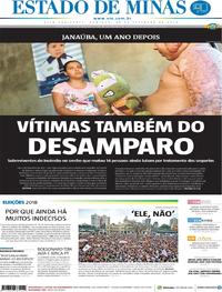 Capa do jornal Estado de Minas 30/09/2018