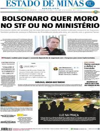 Capa do jornal Estado de Minas 30/10/2018