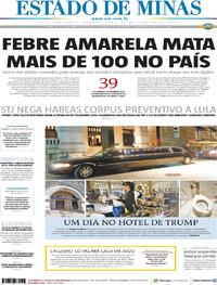 Capa do jornal Estado de Minas 31/01/2018