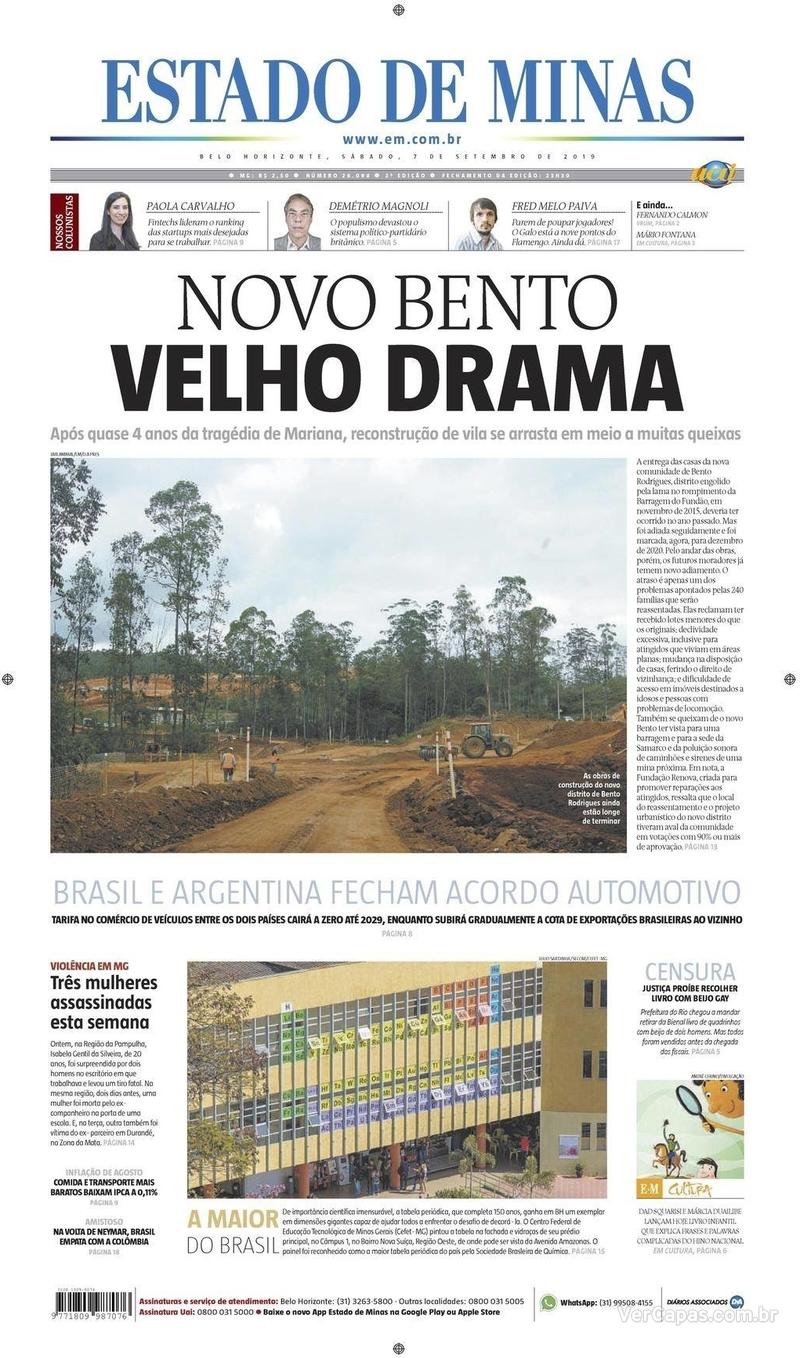 Capa jornal Estado de Minas