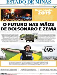Capa do jornal Estado de Minas 01/01/2019