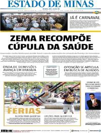 Capa do jornal Estado de Minas 07/01/2019