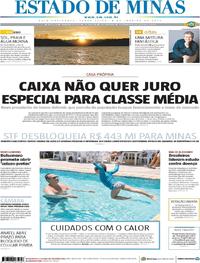 Capa do jornal Estado de Minas 08/01/2019