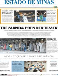 Capa do jornal Estado de Minas 09/05/2019