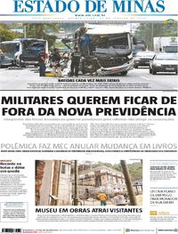 Capa do jornal Estado de Minas 10/01/2019