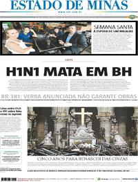 Capa do jornal Estado de Minas 17/04/2019