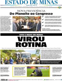 Capa do jornal Estado de Minas 21/02/2019