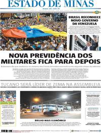 Capa do jornal Estado de Minas 24/01/2019