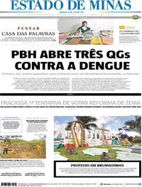 Capa do jornal Estado de Minas 26/04/2019