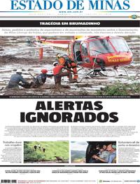 Capa do jornal Estado de Minas 27/01/2019