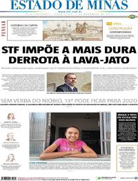 Capa do jornal Estado de Minas 08/11/2019