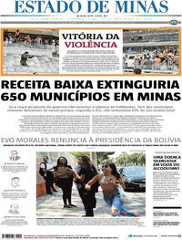 Capa do jornal Estado de Minas 11/11/2019