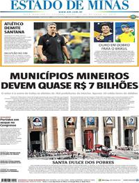 Capa do jornal Estado de Minas 14/10/2019