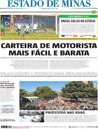 Capa do jornal Estado de Minas 15/06/2019